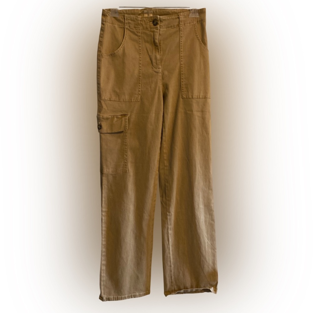 Joie Cotton Tencel Blend Cargo Utility Cropped Khaki Pants Size 2
